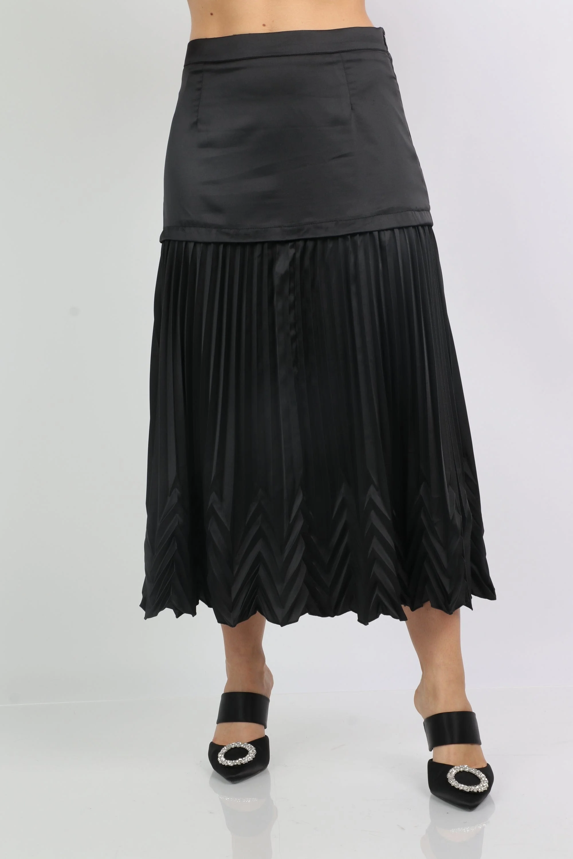 تنورة ميدي ستان تصميم سادة ناعم مع بيليسيه - Image 7