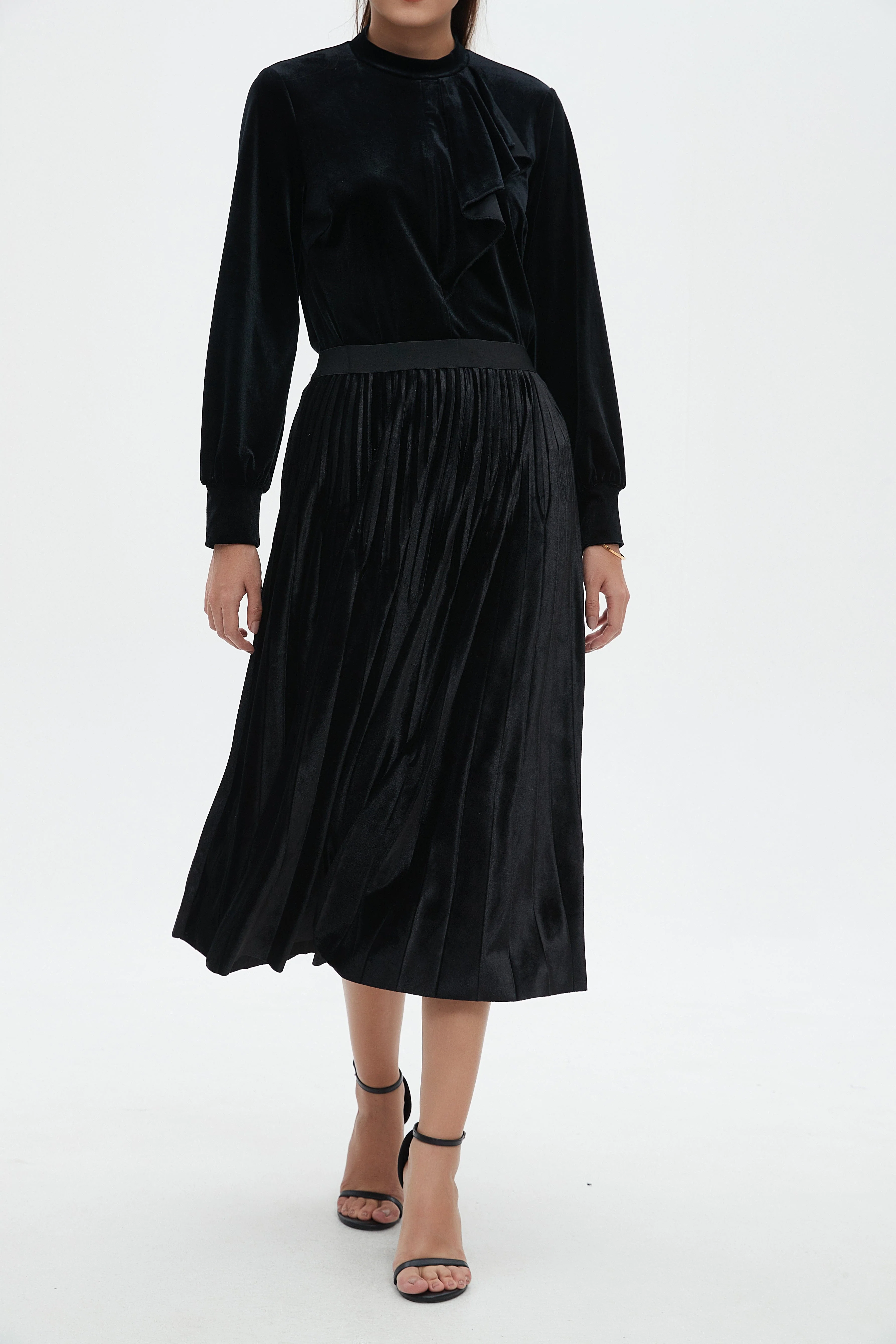 تنورة واسعة مكسرة سادة ميدي - Image 19