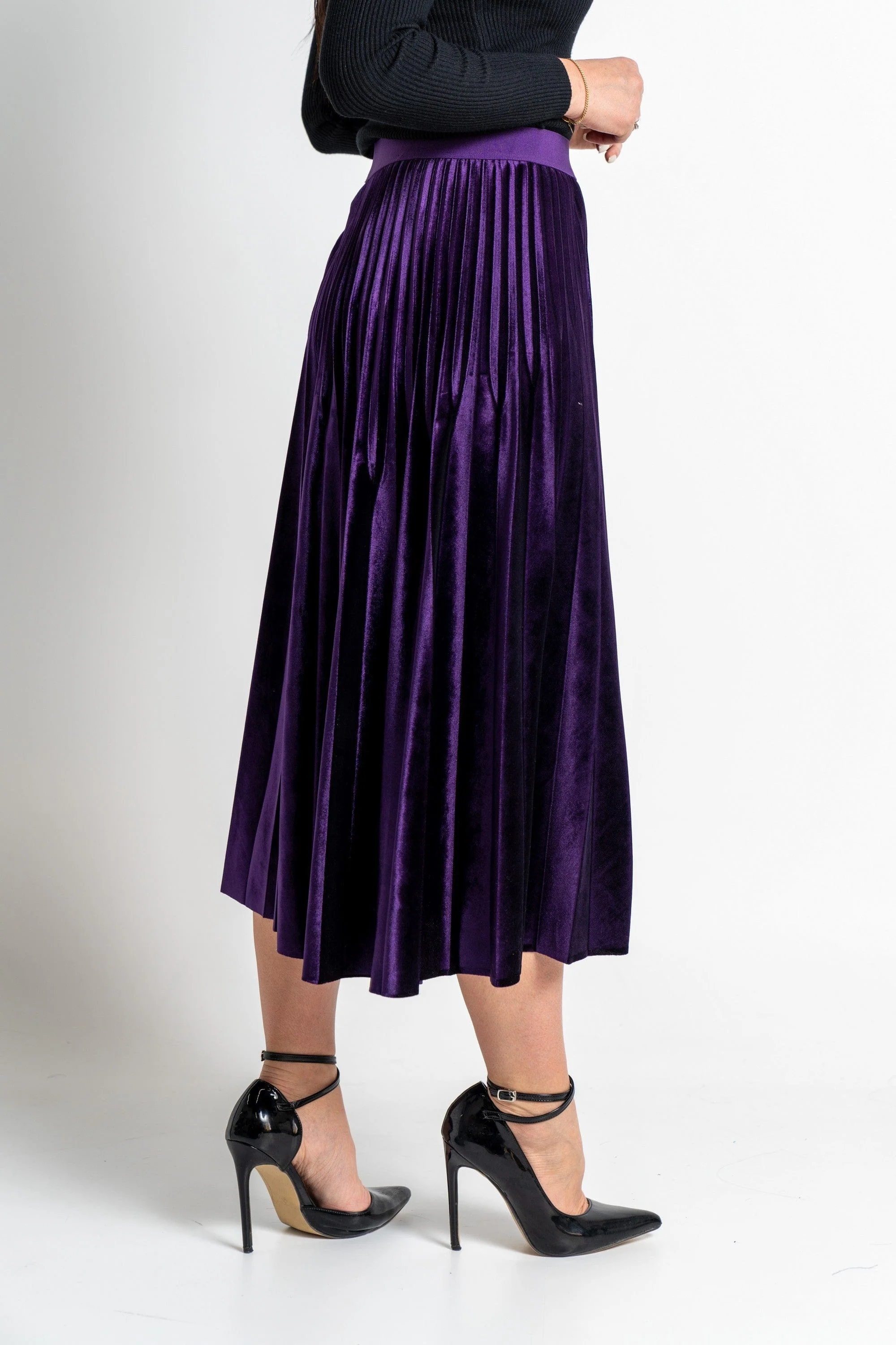 تنورة واسعة مكسرة سادة ميدي - Image 8