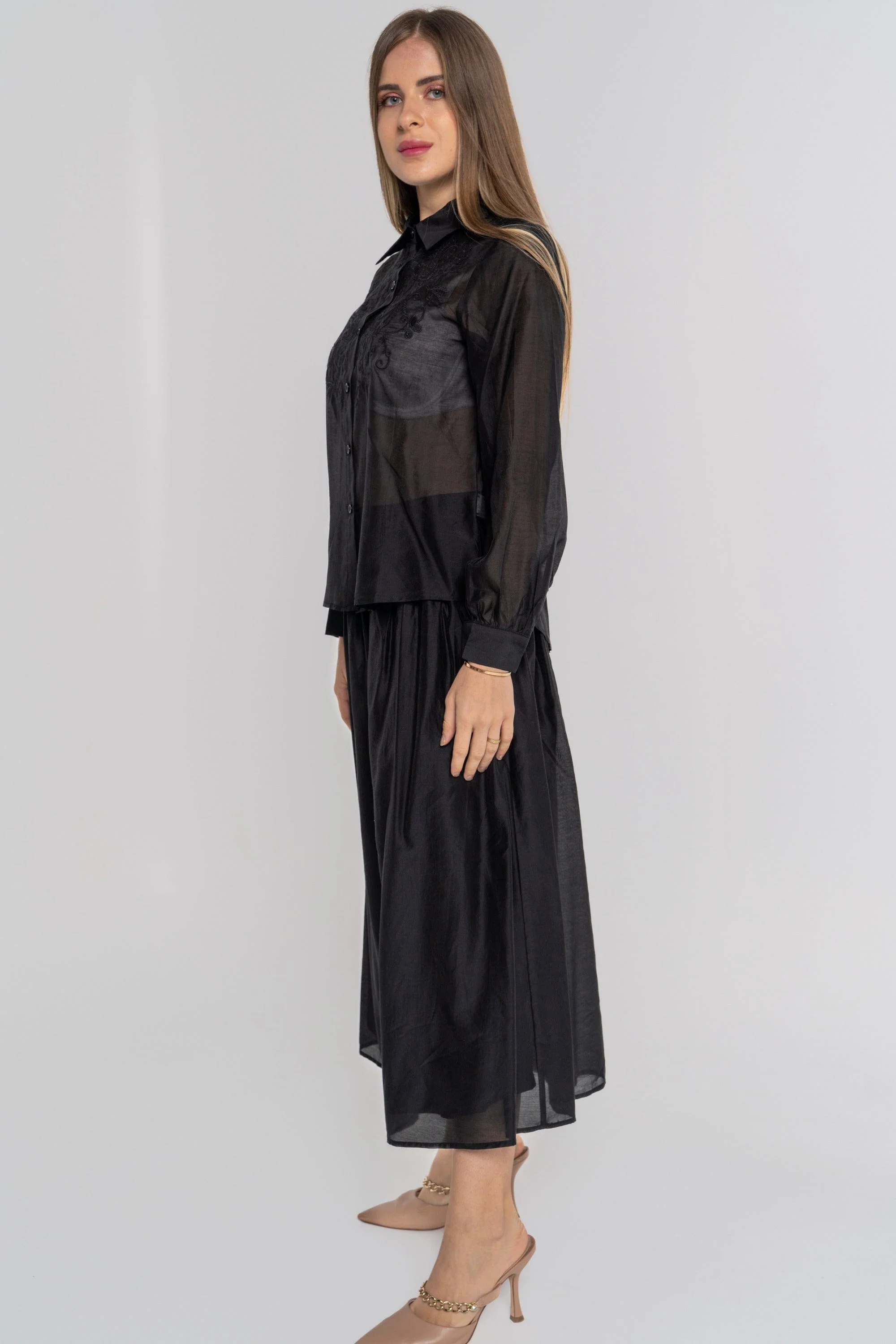 تنورة سادة واسعة ميدي - Image 6