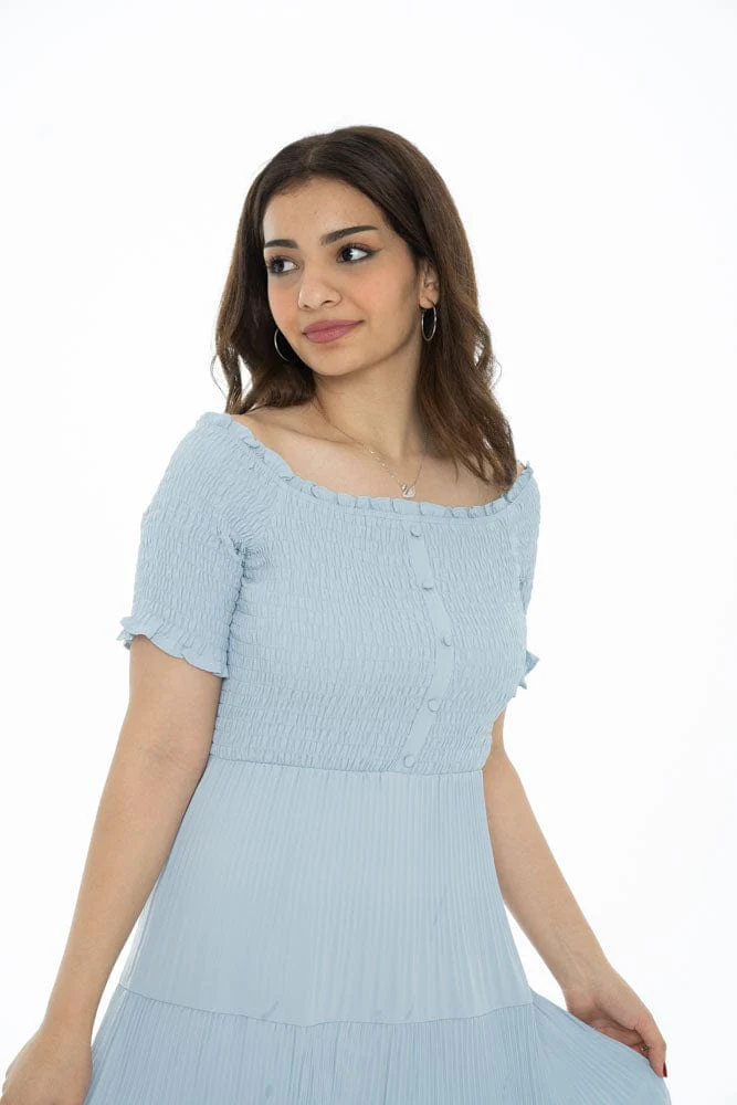 فستان ميدي سادة نص كم نسائي - Image 11