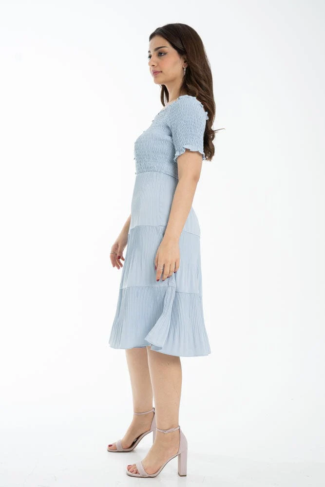 فستان ميدي سادة نص كم نسائي - Image 8