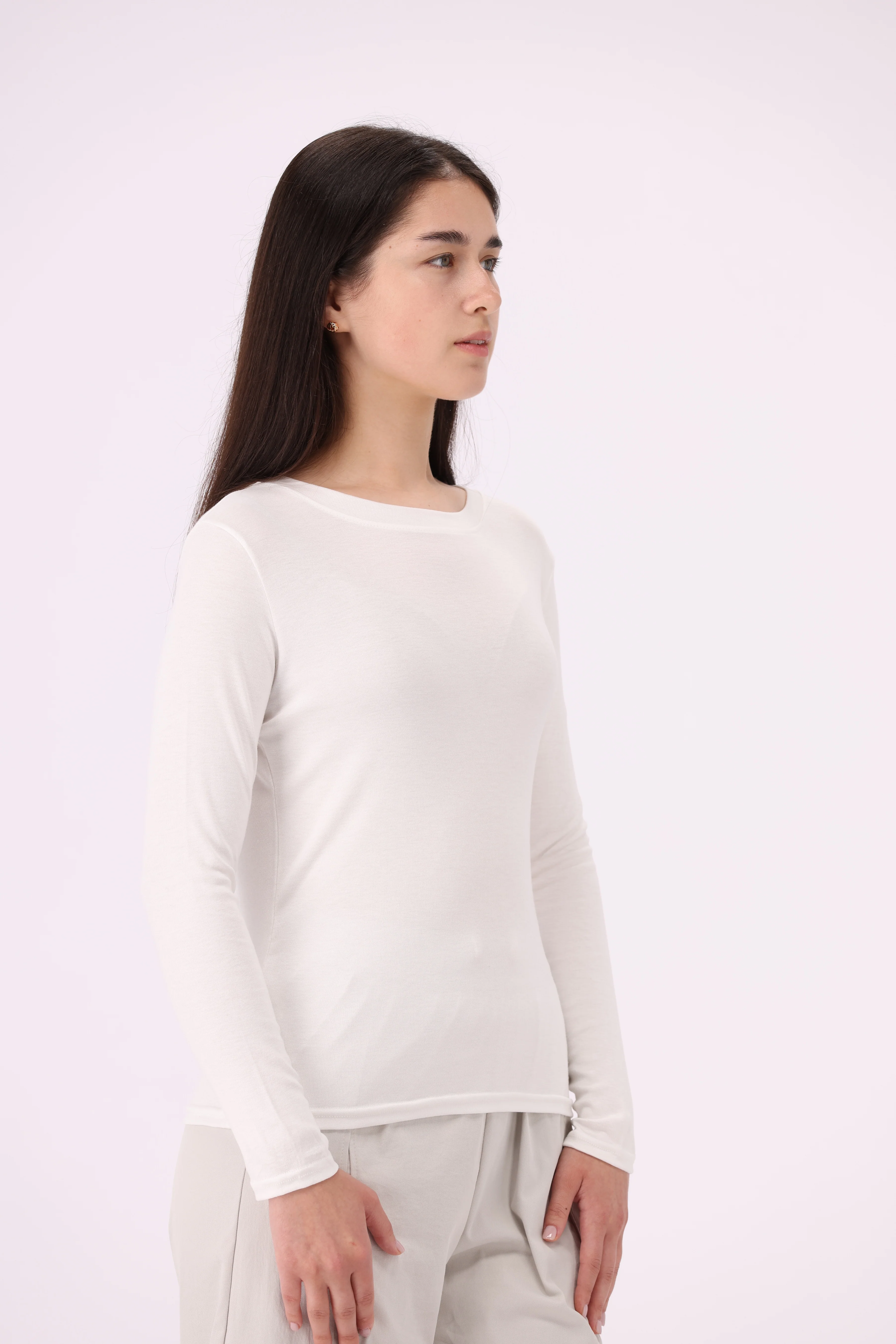 توب سادة ضيق كم طويل - Image 5