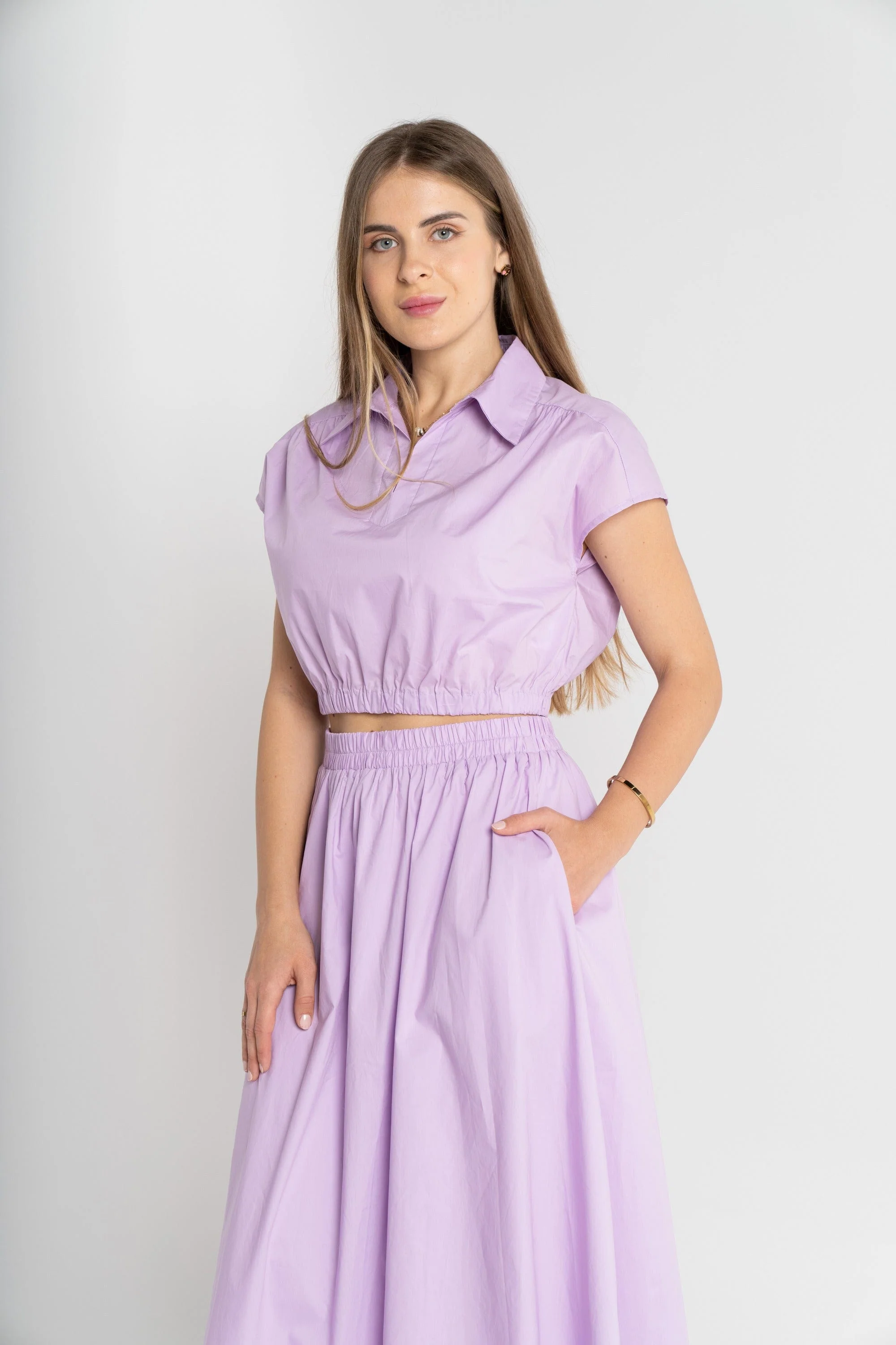 كروب توب سادة كم قصير نسائي - Image 5