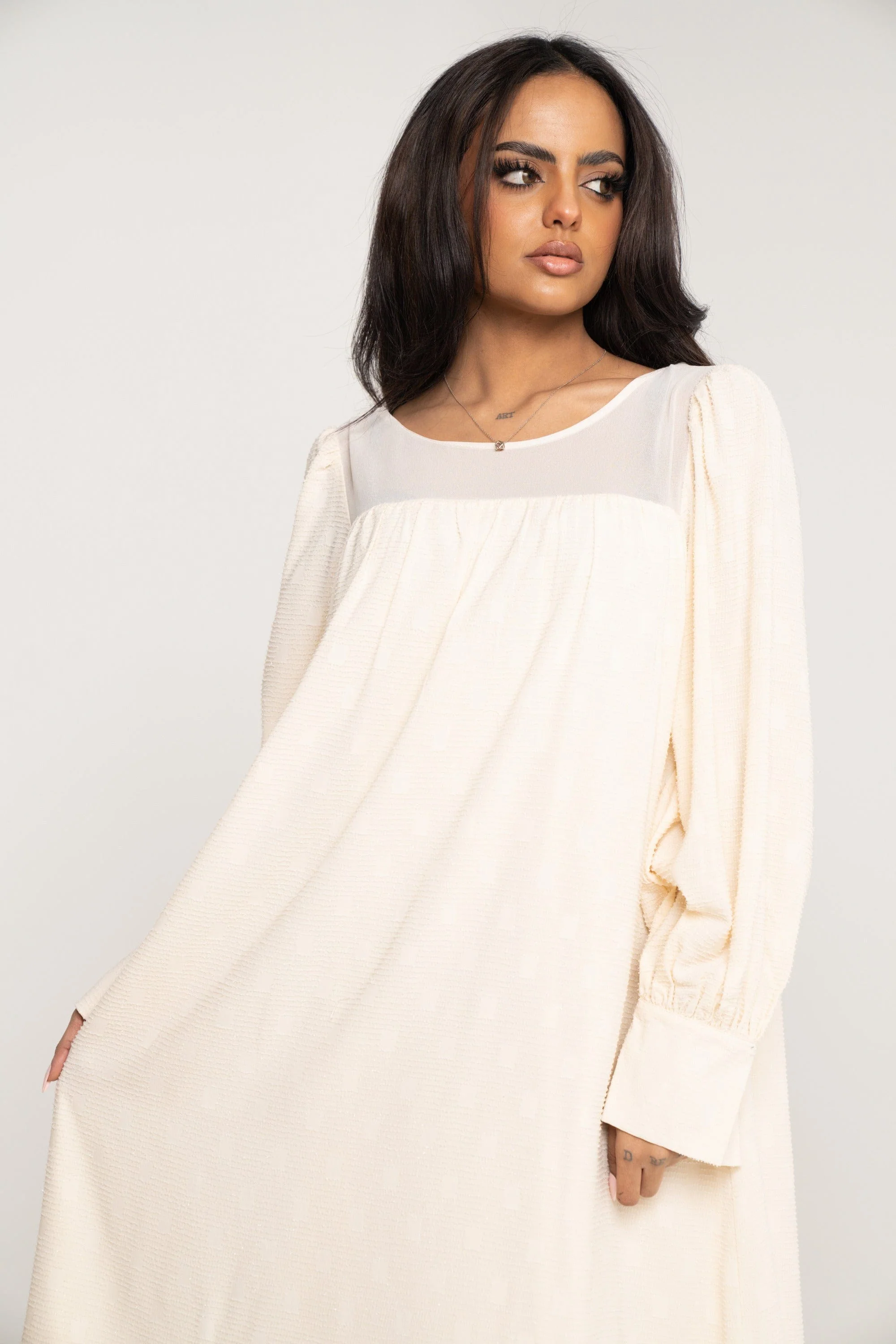 فستان طويل بأكمام طويلة سادة - Image 10