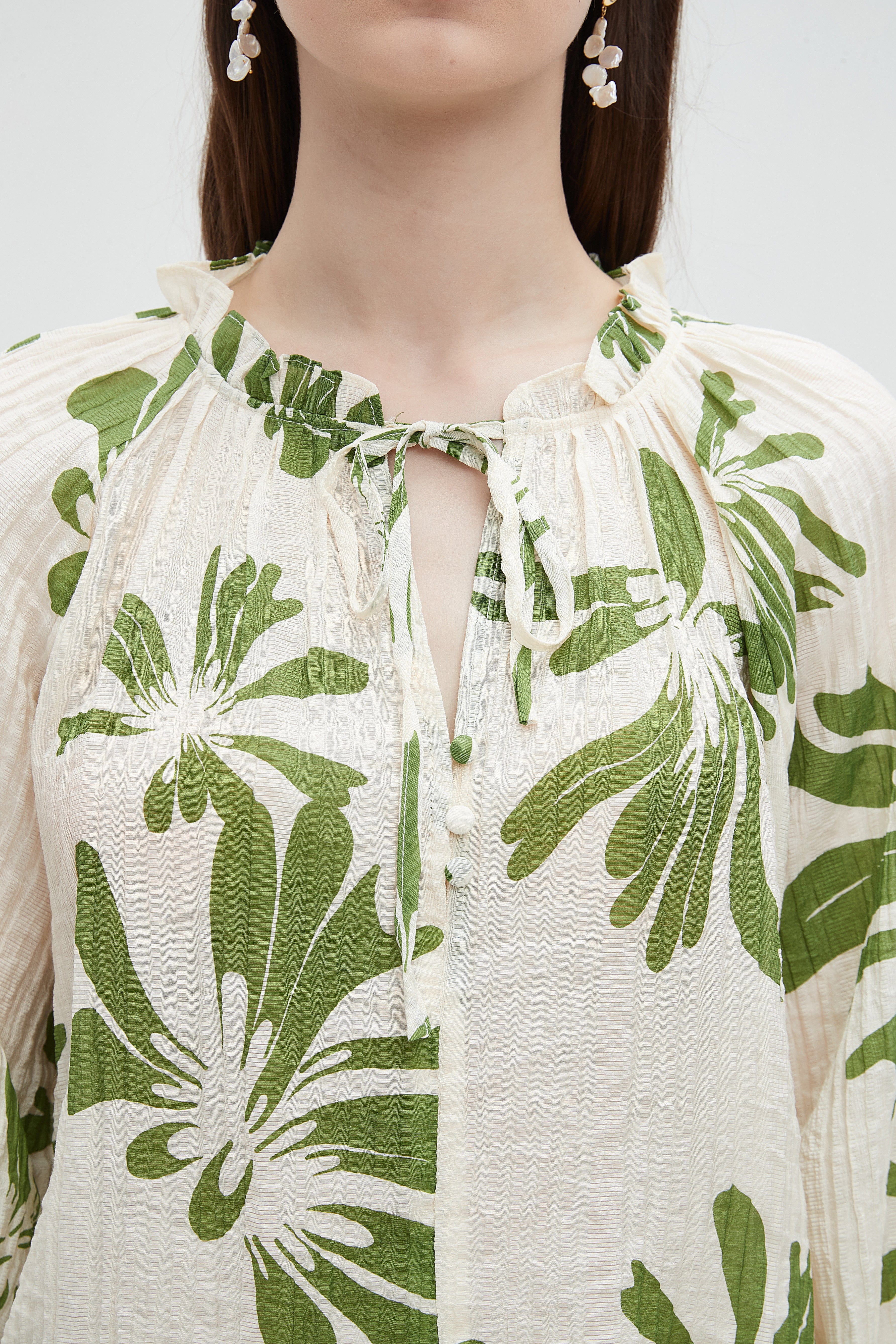 بلوزة نسائية 3/4 كم مشجرة - Image 11