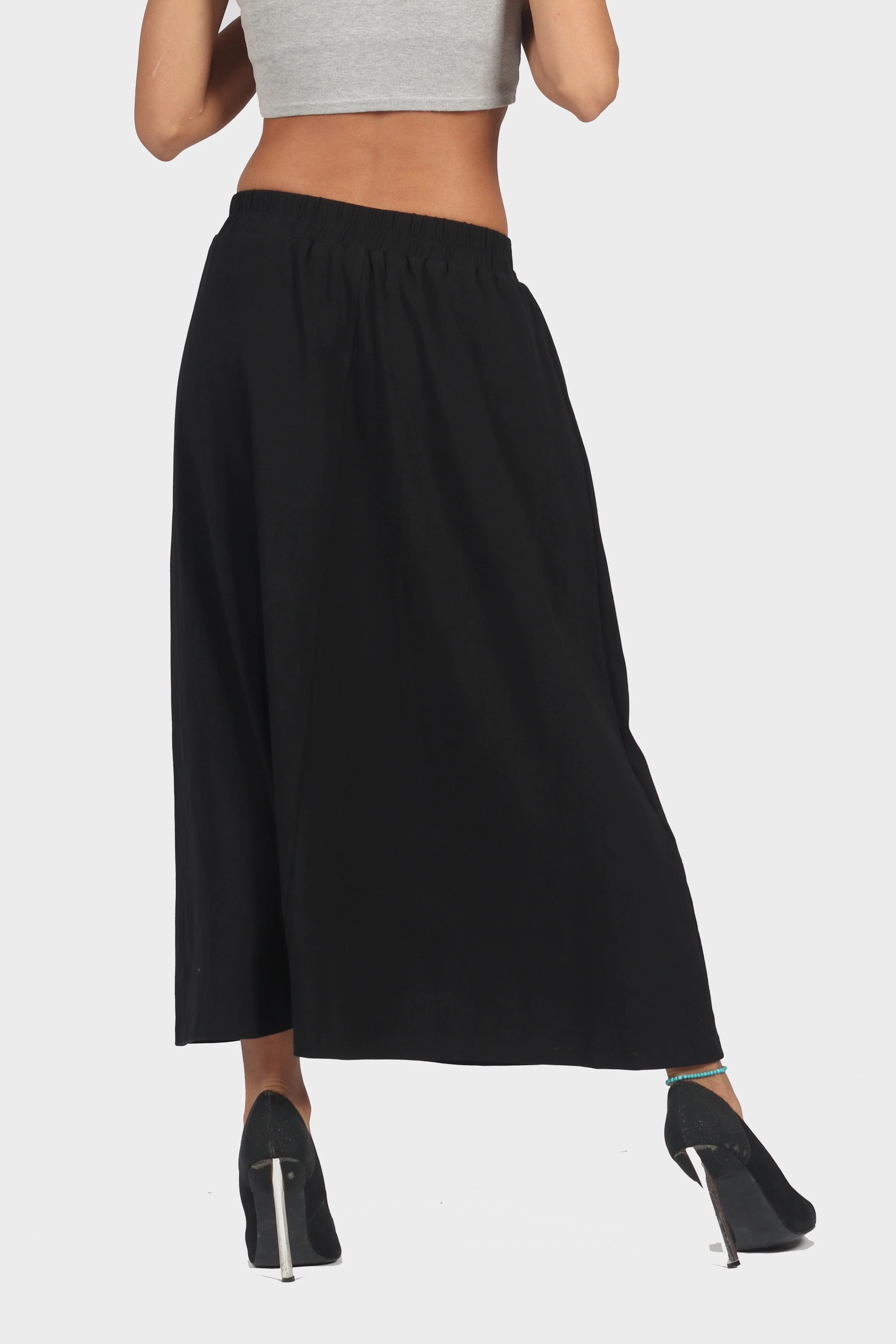 تنورة ميدي كاجوال سادة بحزام خصر - Image 3