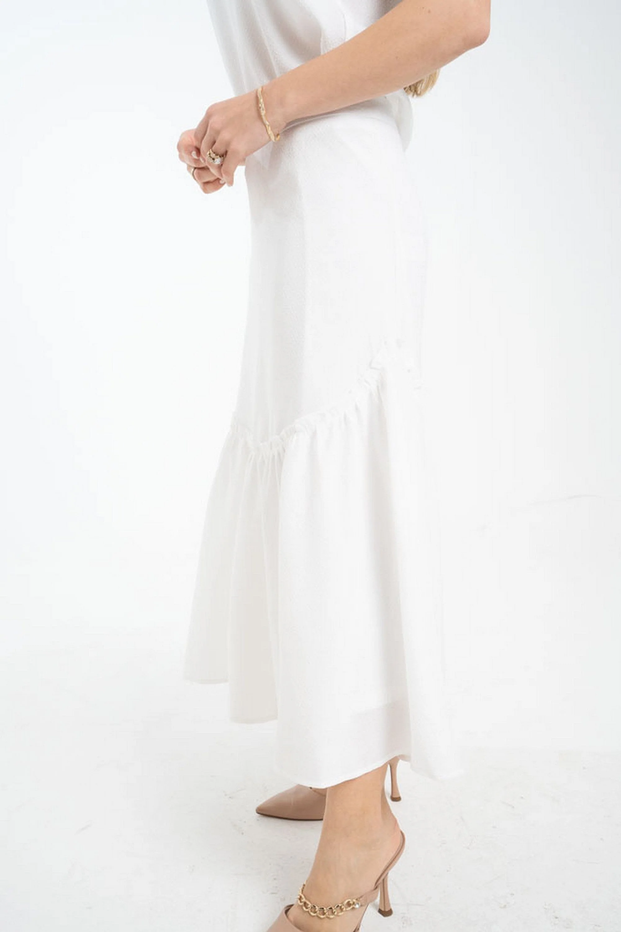تنورة ميدي سادة كلوش من أسفل نسائي - Image 6
