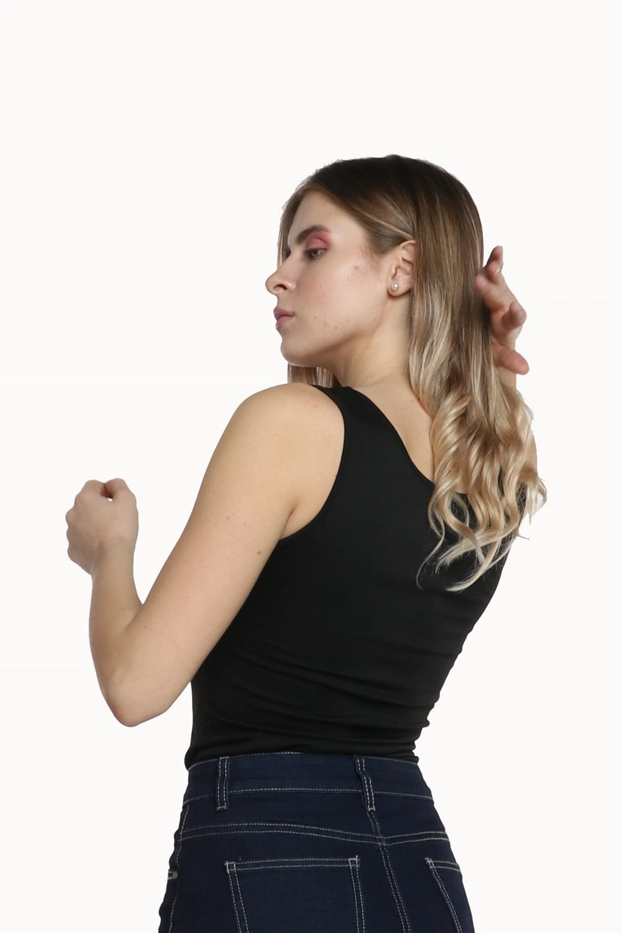 بلوزة سادة حمالات عريضة مفتوحة نسائي - Image 5